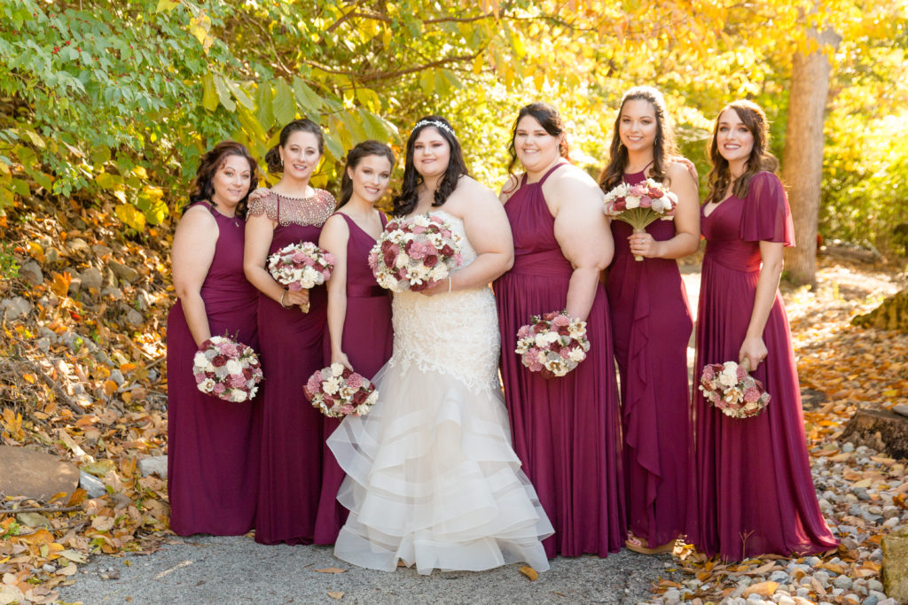 wedding party photo fall colors davids bridal dresses 