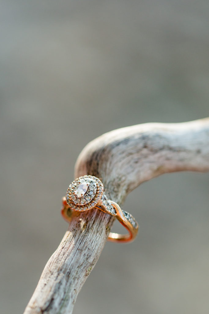 gold engagement ring driftwood diamonds