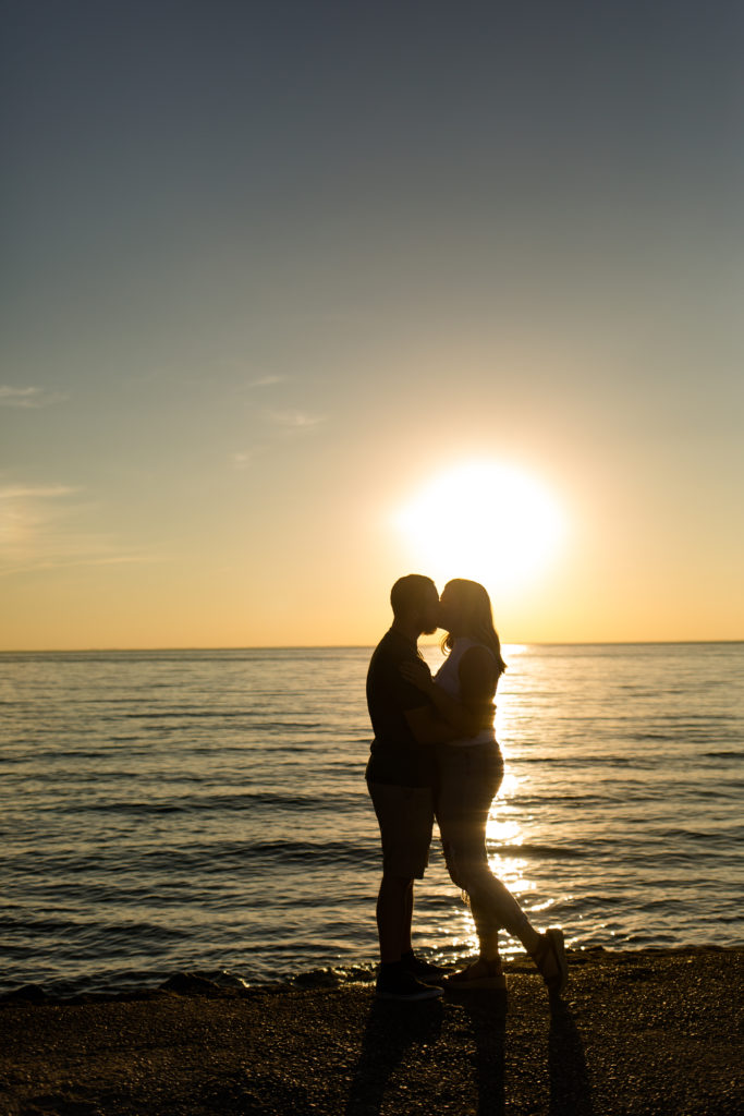 sunset silhouette engagement photo green bay wisconsin