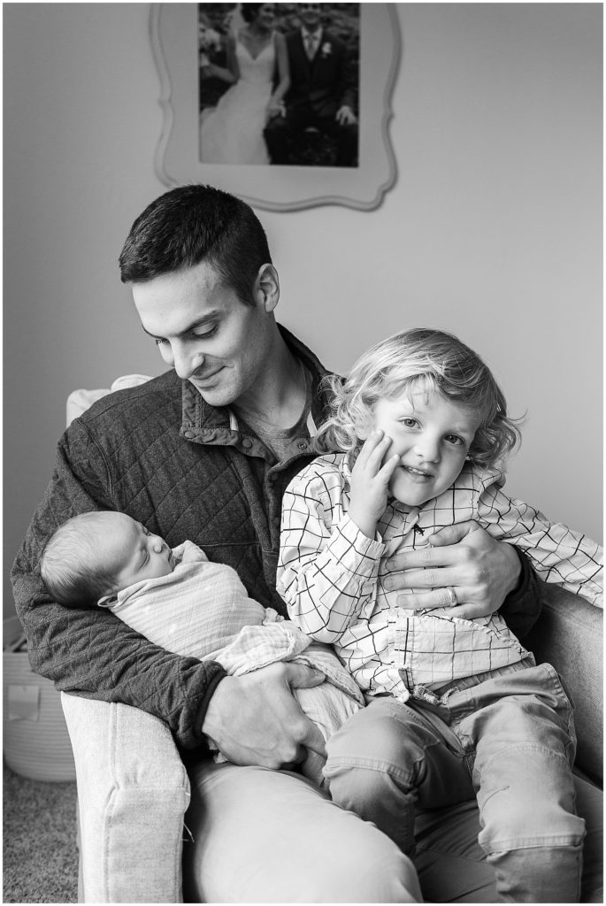 Dad and sons newborn photograph