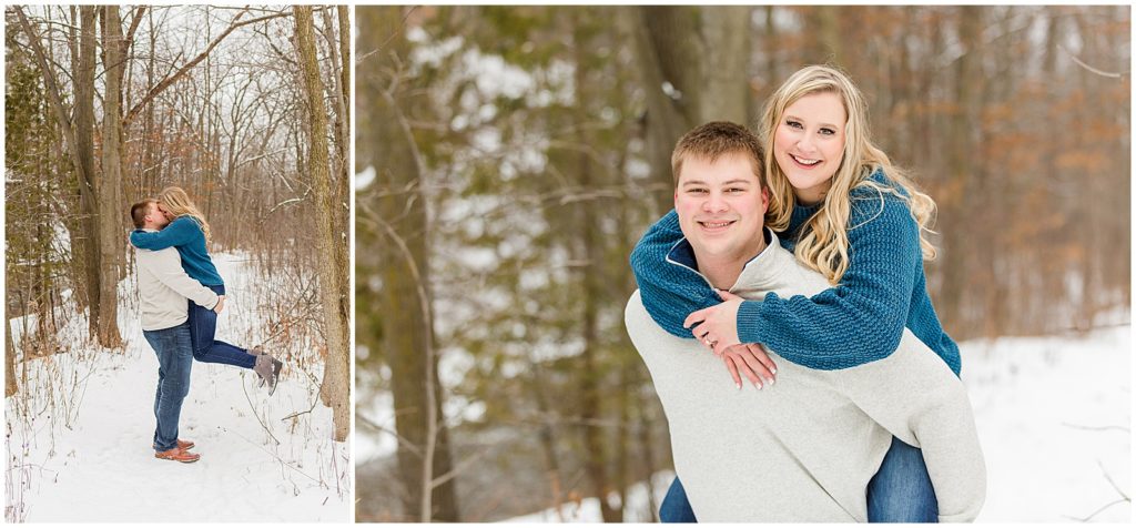 snow engagement session winter green bay