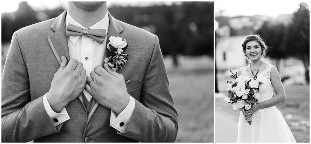 black and white bride and groom portraits 