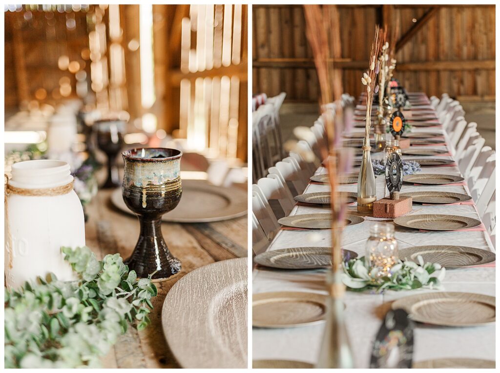 head table decor in barn at about thyme farm 